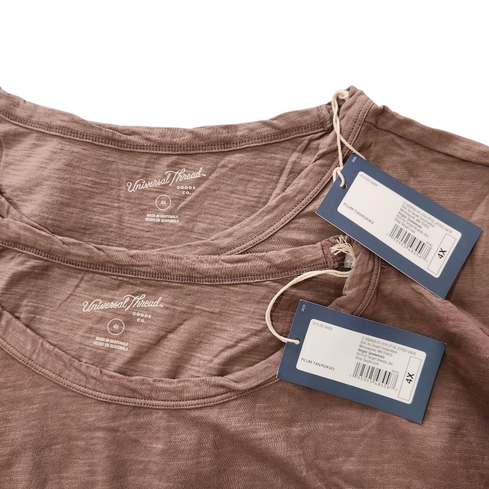 Universal Thread 2pcs casual Tshirt For Womens Size 4X Color Brown 100% Cotton - Picture 5 of 10